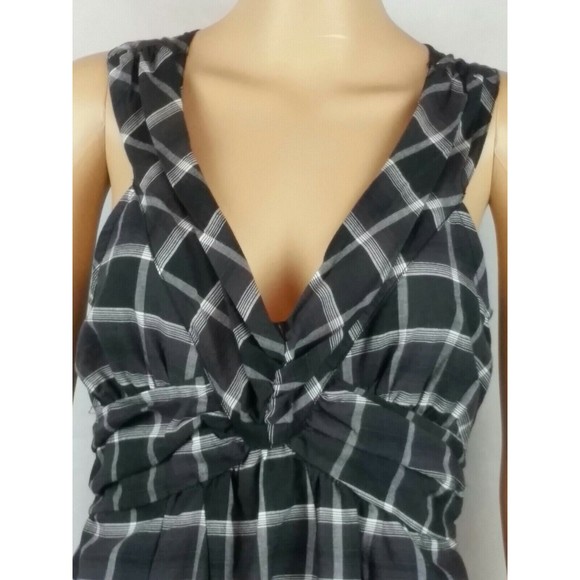 Greater Good Network Womens (M) Embroidered Cotton Sundress Black & White Plaid - Picture 2 of 12